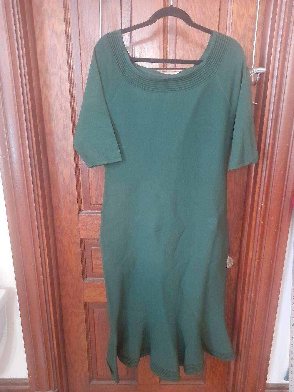 eva mendes for New York & Company Forest Green Scoop Neck Midi Dress
